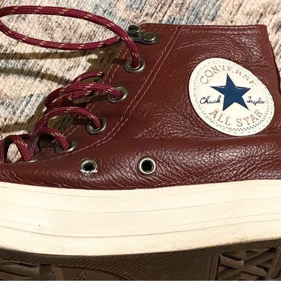 Converse burgundy leather high tops - Picture 11 of 13